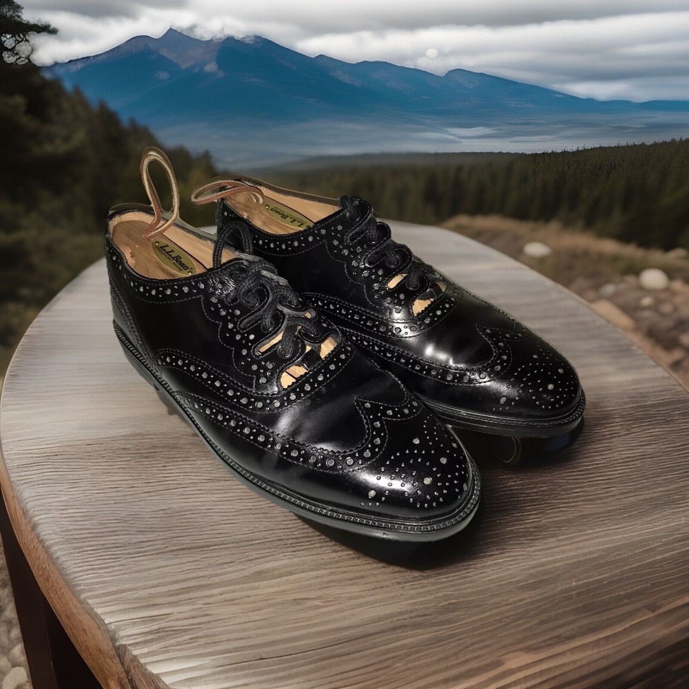 Rear Hector Russell 7051 Black Leather Kilt Lace-Up Wingtip Oxford Men U.S. 7.5